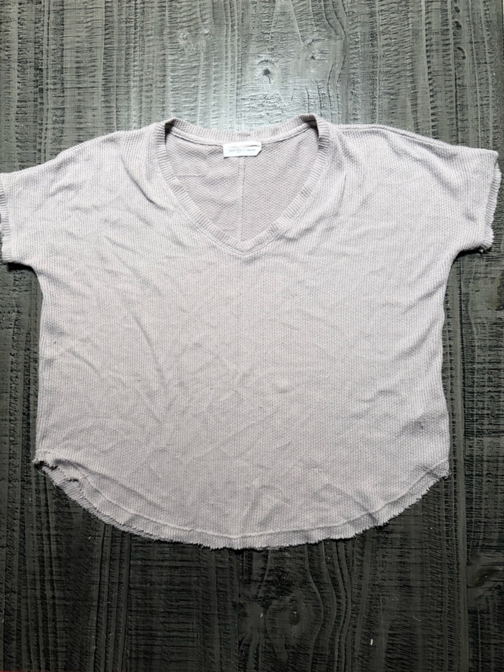 Double Zero Light Taupe V‑Neck Short Sleeve Top